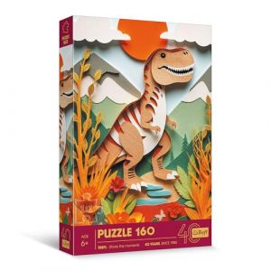 Trefl Puzzle Effet 3D, Dinosaure - 160 &eacute;l&eacute;ments - 40e Anniversaire, Puzzle Color&eacute; avec des Animaux, pour Les Enfants &agrave; partir de 6 Ans