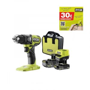 Ryobi Perceuse-visseuse à percussion 18V One+ Brushless - 1 batterie 4,0 Ah - 1 batterie 2.0 Ah - 1 chargeur - RPD18BL1-2C42S