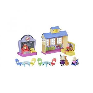 Coffret ecole peppa pig - salle de classe avec sons 3 figurines et accessoires - aventure scolaire - set jouet enfant et carte animaux