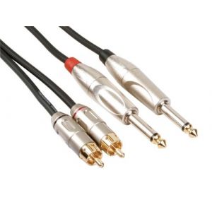 HQ-Power Cable professionnel audio, 2 x rca male vers 2 x jack mono 6.35mm (5m)