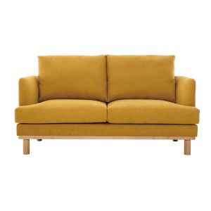 Image de Miliboo Canapé scandinave effet velours jaune moutarde 2 places HOBART