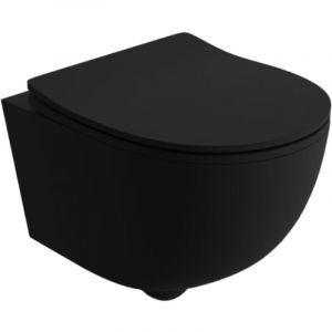 LAVITA Brava Black WC suspendu | L'abattant de WC à chute lente | WC suspendu sans bord | WC | 360x480x375 cm | noir
