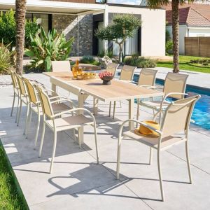 Hesperide Table de jardin 10 places Piazza extensible argile