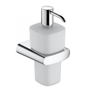 Keuco 11654019000 Elegance Distributeur de Lotion avec Support et Pompe Verre opalin/Chromé