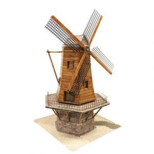 Domenech cuit Maquette en c&eacute;ramique et bois : Moulin hollandais