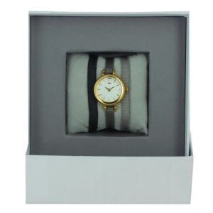 Montre femme Les Interchangeables Coffret Montre Ruban Satin Strech A56965 - Bracelet Tissu Marron