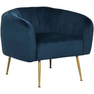 Image de Habitat et Jardin Fauteuil en velours Diana - 1 place - Bleu