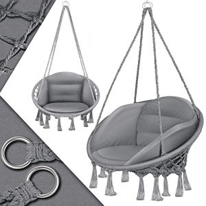KESSER Fauteuil Suspendu avec Coussin | Chaise relaxante à Suspendre pour Adultes et Enfants | Hamac d’Une Charge Maximum de 150 kg | pour la Maison, Le Jardin ou la terrasse