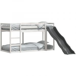 VidaXL Lit superposé avec toboggan/échelle blanc 80x200 cm pin massif, lit mezzanine, lit superposé pour enfants, lit superposé double