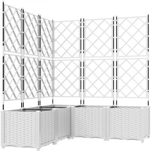 VidaXL Bac de jardin avec treillis 5 pcs Blanc 120x120x143 cm