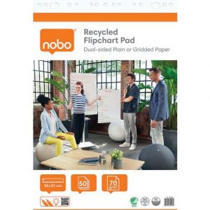 Nobo Recharge chevalet papier blanc 70g - 1 face uni / 1 face quadrillé - L.58 x H.81 cm - Bloc 50 feuilles