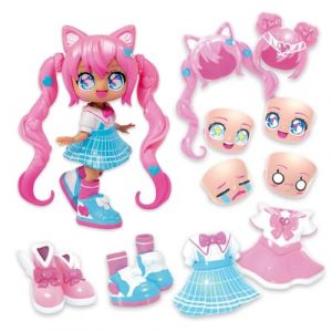 Bandai Animakii - Magicienne et Écolière - Coffret Poupée Personnalisable - 1 Poupée, 4 Visages, 2 Coiffures, 2 Tenues, 2 Paires de Chaussures - Jouet Créatif 5 Ans et + - HEA26352