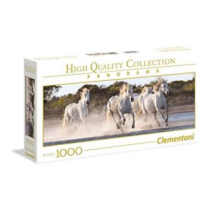 Clementoni Puzzle 1000 pièces panoramique : Chevaux au galop