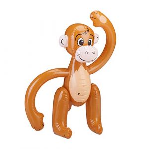 Image de Relaxdays Singe Gonflable Petit Singe Animal Piscine Déco Fête Jungle Safari Carnaval Jouet Aquatique Enfant, Marron