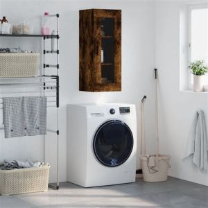 VidaXL Armoire Murale, Placard Suspendu avec Rangement, Meuble Flottant de Salon Bureau Chambre, Moderne, Chêne Fumé Bois d'Ingénierie