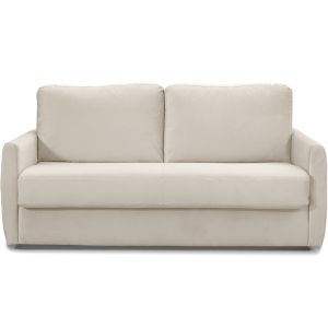 Canap&eacute; convertible 3 places en velours cr&egrave;me - ouverture express - Bianca