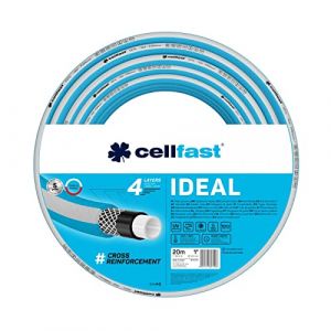 Cellfast IDEAL Tuyau D'arrosage, Durable, Flexible, 4 Couches, Durable Tresse Croix, Résistant aux UV et aux algues, Technologie REACH, 27 Bar, -20/+60°С Temp. 1", 20m