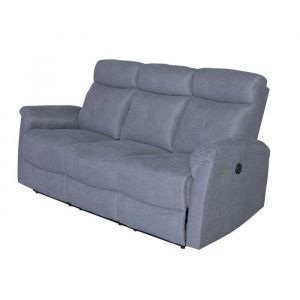 Canap&eacute; 3 places relax &eacute;lectrique gris Lucas