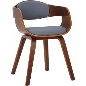 CLP Chaise retro Kingston en similicuir, Noyer - Gris