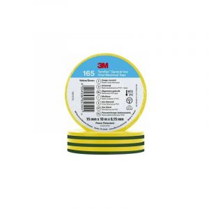 3M Temflex de ruban adhésif vinyle 165 vert/jaune 15 mm x 10 m, 100 rouleaux