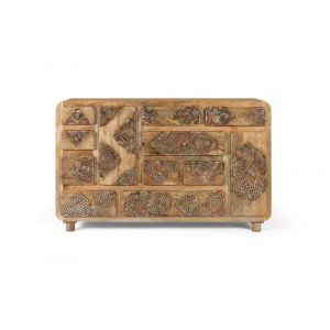 Giner Y Colomer - Buffet en bois de manguier massif avec détails peints 148 cm
