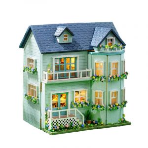 Dam Maison accueillante. Maquette 3d avec design de panneau de porte ouverte.