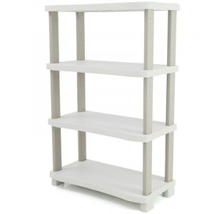 Pegane Etagère de rangement 4 niveaux intérieur/extérieur coloris beige - Longueur 90 x Profondeur 45 x Hauteur 141 cm