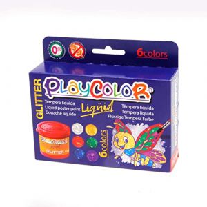 Playcolor Lot de 6 Pots de Peinture Gouache Liquide - 40 ml. - Couleurs Assorties Glitter - 20221