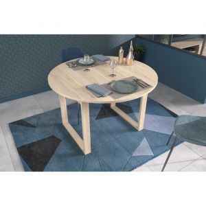 Parisot Table à manger extensible - BETTY - Ronde - Décor chêne - 4 / 6 personnes - 120 / 155 x 120 x 75 cm