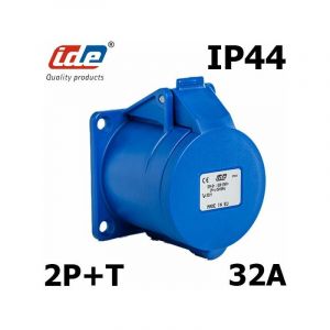 Ide Prise droite femelle cee P17 2P+T 32A étanche IP44 à encastrer