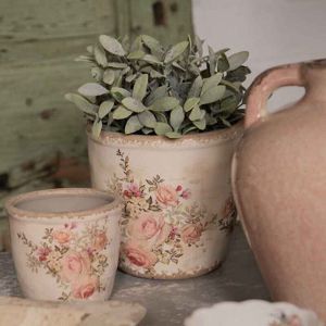 La Grande Prairie Pot de fleur rose céramique beige 10x11x11cm