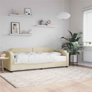 VidaXL Lit de Jour avec Matelas, Canapé-lit, Lit d'Invité, Meuble de Chambre à Coucher Salle de Séjour, Moderne, Salon Crème 80x200 cm Tissu