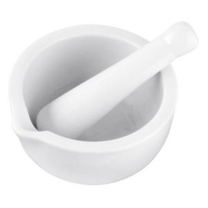 Fackelmann Set de Mortier et Pilon 12x6,5cm 2 pièces en Porcelaine, Blanc, 12,5 x 12 x 6,5 cm - 45442