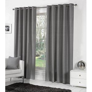 Image de Fusion Gris Charbon 100% Coton 90x90 229x229CM Entièrement Doublé Anneau CURTAINS Rideaux