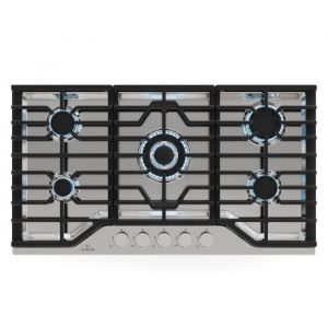 Klarstein Turbocast Plaque De Cuisson Gaz - 5 Brûleurs, Inox 304, 3.4kW Wok, Allumage Auto & Sécurité, Kit Conversion gpl, Plaque au Gaz