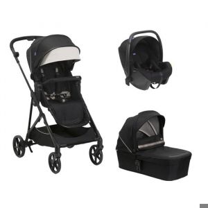 Chicco Poussette Trio Seety Nacelle Etna Black + Siège auto Kory Black