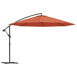 Parasol meuble de jardin en porte-&agrave;-fau x avec m&acirc;t aluminium 350 cm terre cuite 02_0008606