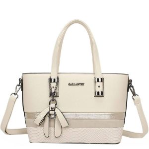 Sac &agrave; Main pour Femme avec N&oelig;ud et Bandouli&egrave;re &agrave; Effet Python Gallantry Beige