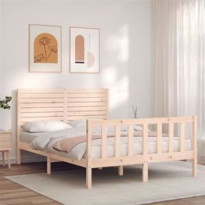 VidaXL Cadre De Lit Avec Tête De Lit 140x200 Cm Bois Massif