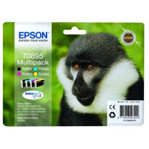 Epson T0895 Multipack Cartouche d'encre d'origine - Bleu/Noir/Rose/Jaune