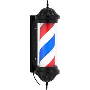 Enseigne de barbier Barber pole 38 cm Rotatif illuminé rouge/blanc/bleu