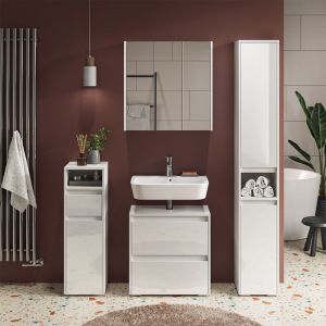 Vicco - Meuble de rangement de salle de bain Majest, Blanc, 30.2 x 96.3 cm