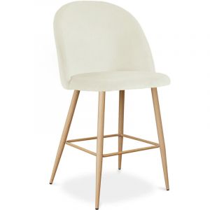 Privatefloor Tabouret tapissé en velours - Design scandinave - 66cm - Evelyne Crème