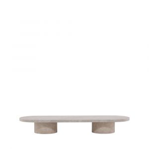 Table basse ovale en effet marbre 190x60cm - Beige - NARVIK