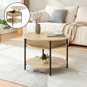 [en.casa] - Table basse Kandas avec surface relevable effet chêne
