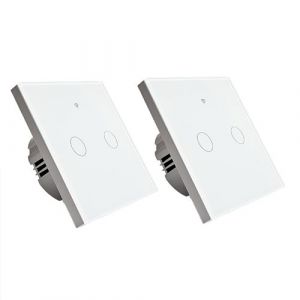 Lot 2 interrupteurs connecté tactile double SomLife application tuya smart life Compatible avec Alexa/Google Home