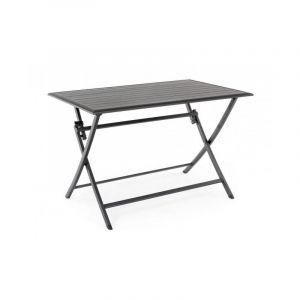 Table d'ext&eacute;rieur en aluminium anthracite ELIN 110x70x h71 cm