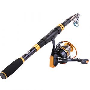 Sougayilang Canne à pêche télescopique et moulinets Portables pour pêche en Eau Douce et Eau de mer, idéal pour Les déplacements, Only Fishing Rod and Reel, 2.1M/6.89Ft