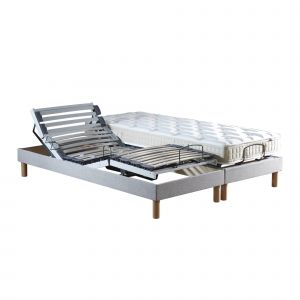 Sommier électrique matelas 100% latex beige 90x190