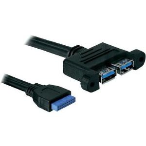 Image de Delock 82941 - Câble USB 3.0 Pin Header vers 2 USB 3.0 A femelle 45cm